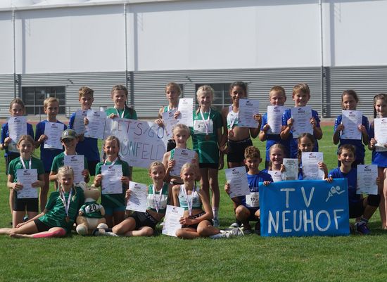 Hessenfinale des U12-Kinderleichtathletik-Teamwettbewerbs in Griesheim - Osthessen durch den Hünfelder SV und den TV Jahn Neuhof vertreten - BRONZE für den Hünfelder SV