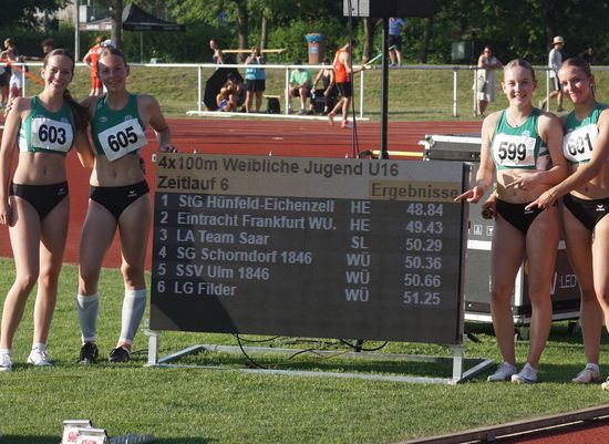 Süddeutsche Meisterschaften U23/U16 – 1x GOLD, 1x SILBER, 2x BRONZE - 4x100m-Staffel der WJU16 läuft neue deutscher Jahresbestzeit